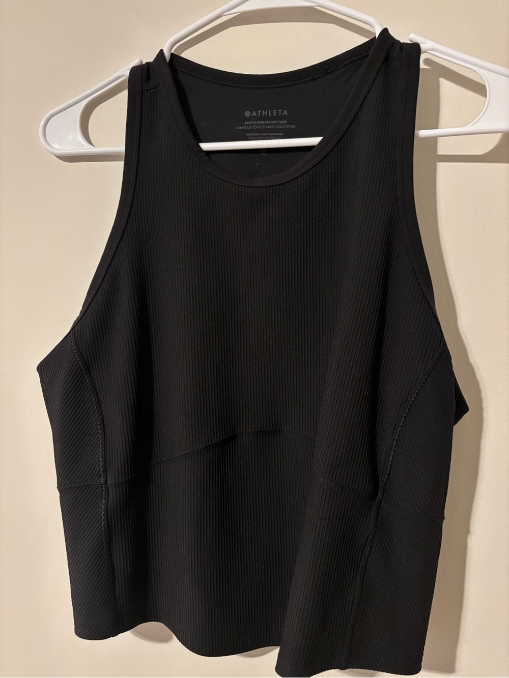 Athleta Salutation Black Ribbed High-Neck Tank Top Womens Size XL